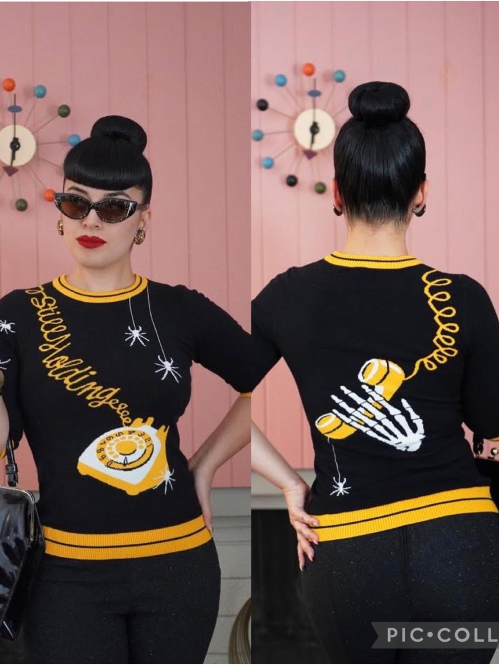 BNWOT Kissing Charlie Still Holding 1950s Retro Spider and Telephone Sweater XXL